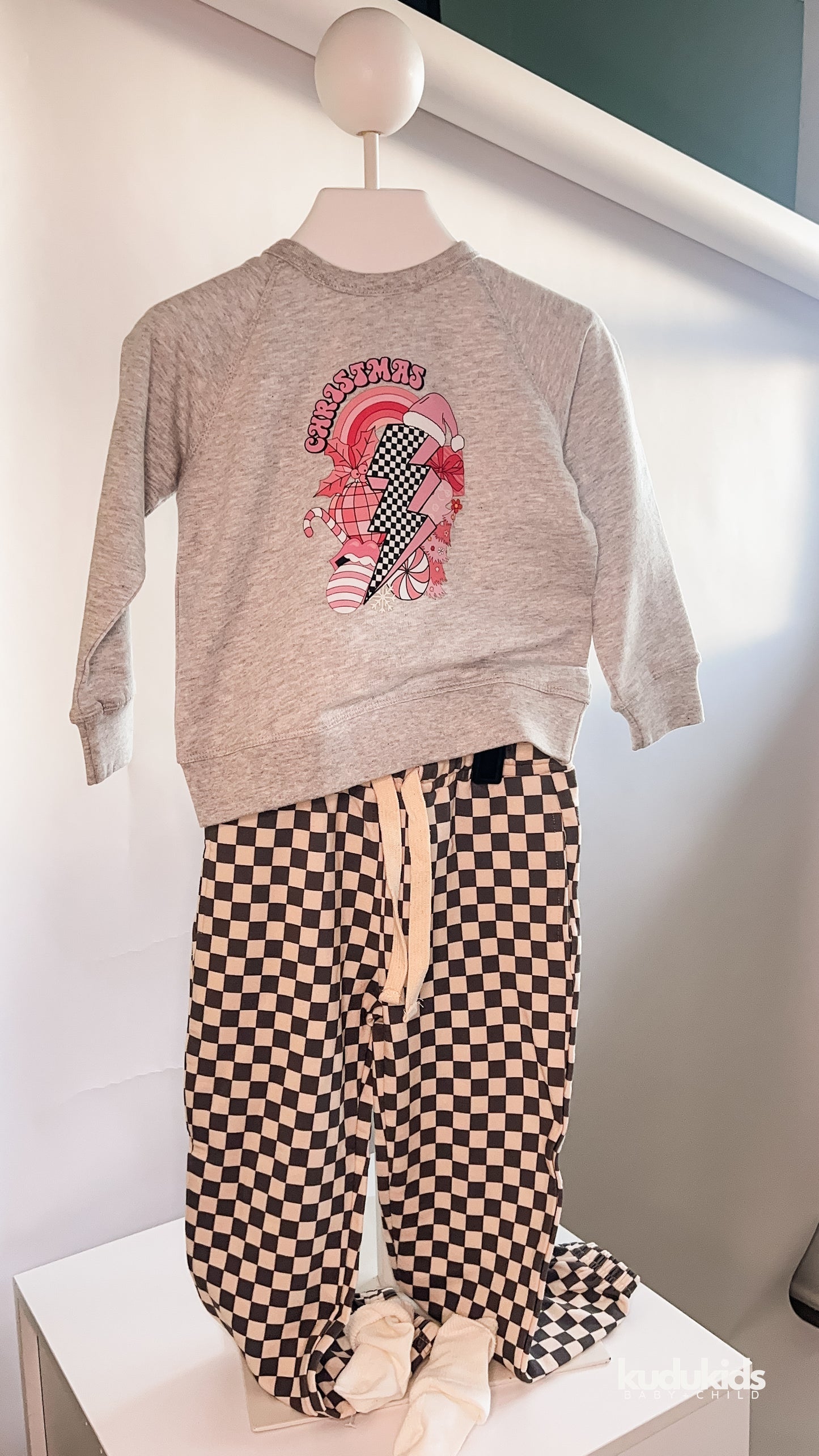 Bamboo Checkered Joggers / Grey Wash