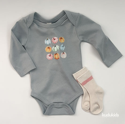 Organic Cotton Long Sleeve Bodysuit / Mist
