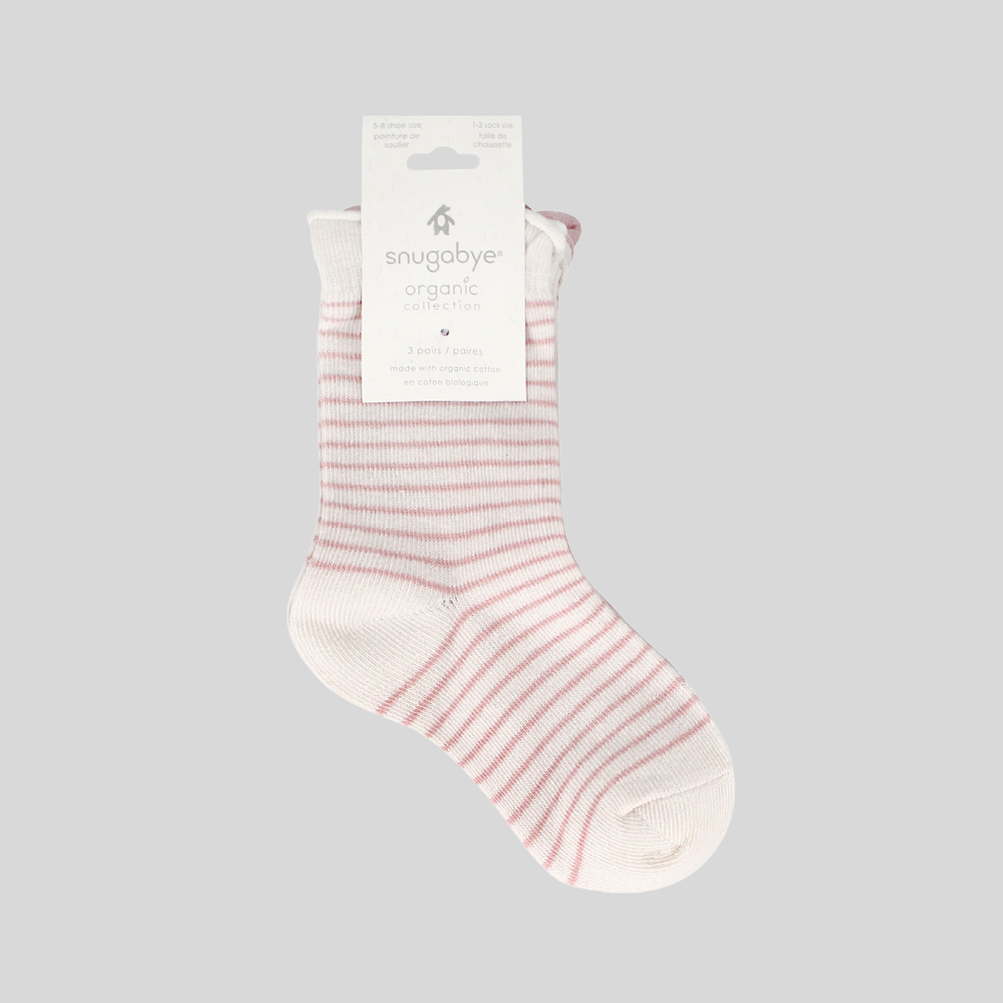 Organic Cotton Toddler 3 Pack Socks / Sugarplum
