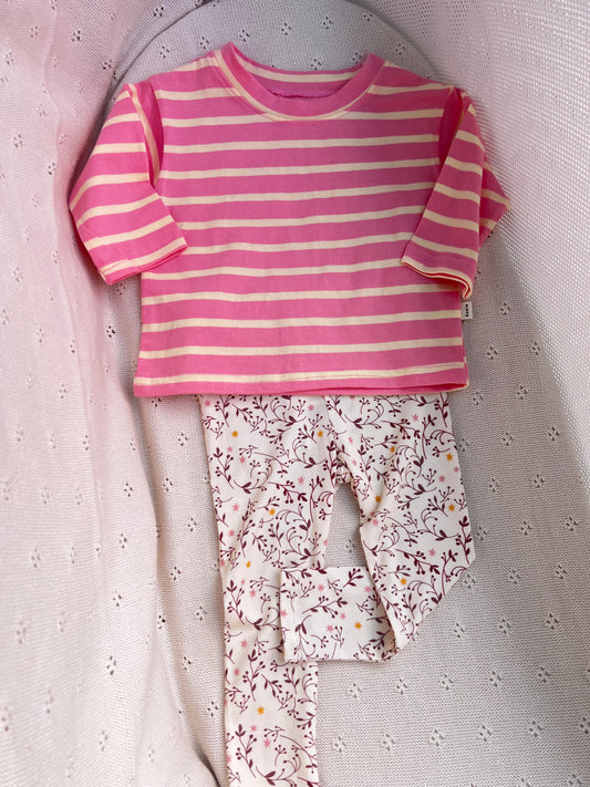 Peach Striped Cotton Tee