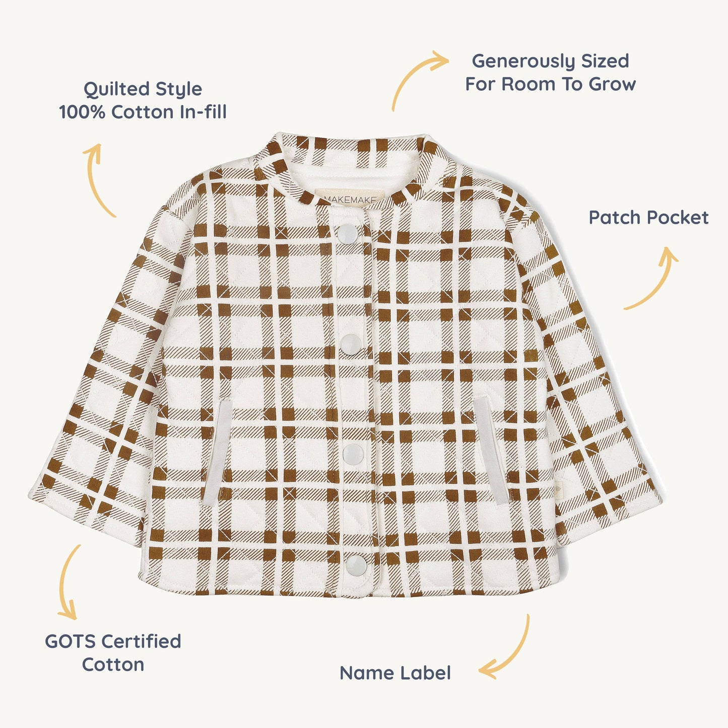 Quilted Zipper Jacket / Gingham