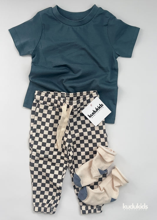 Bamboo Checkered Joggers / Navy