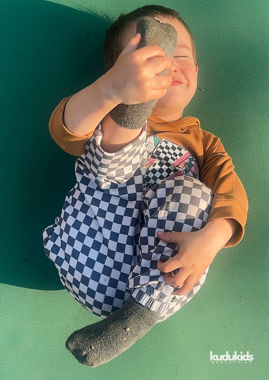 Bamboo Checkered Joggers / Navy