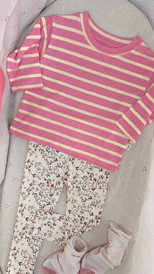 Peach Striped Cotton Tee