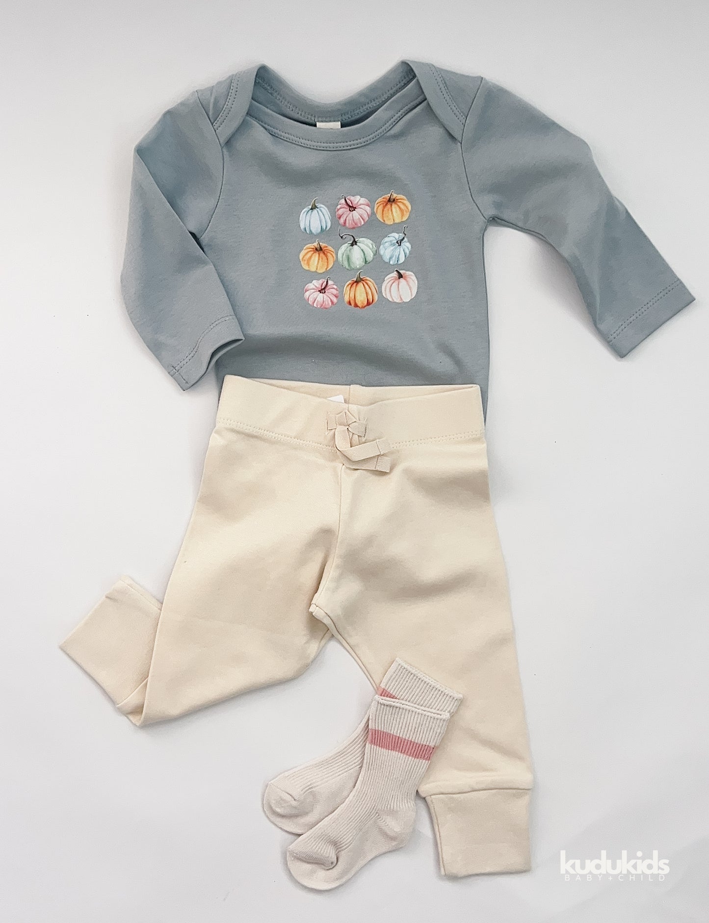 Organic Cotton Long Sleeve Bodysuit / Mist
