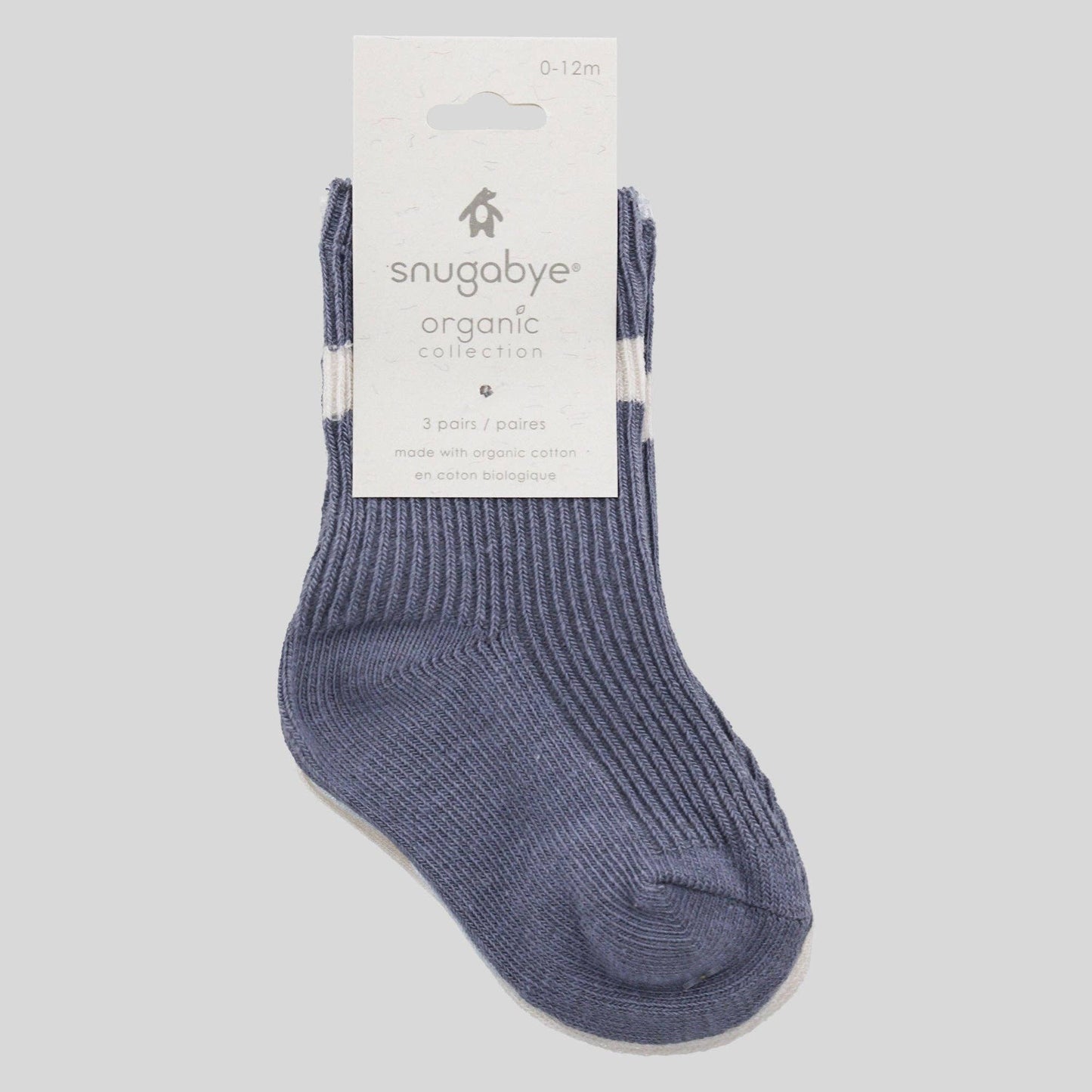 Organic Cotton Baby / 3 Pack Socks / Stone