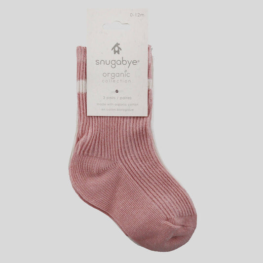Organic Cotton Baby / 3 Pack Socks / Rose