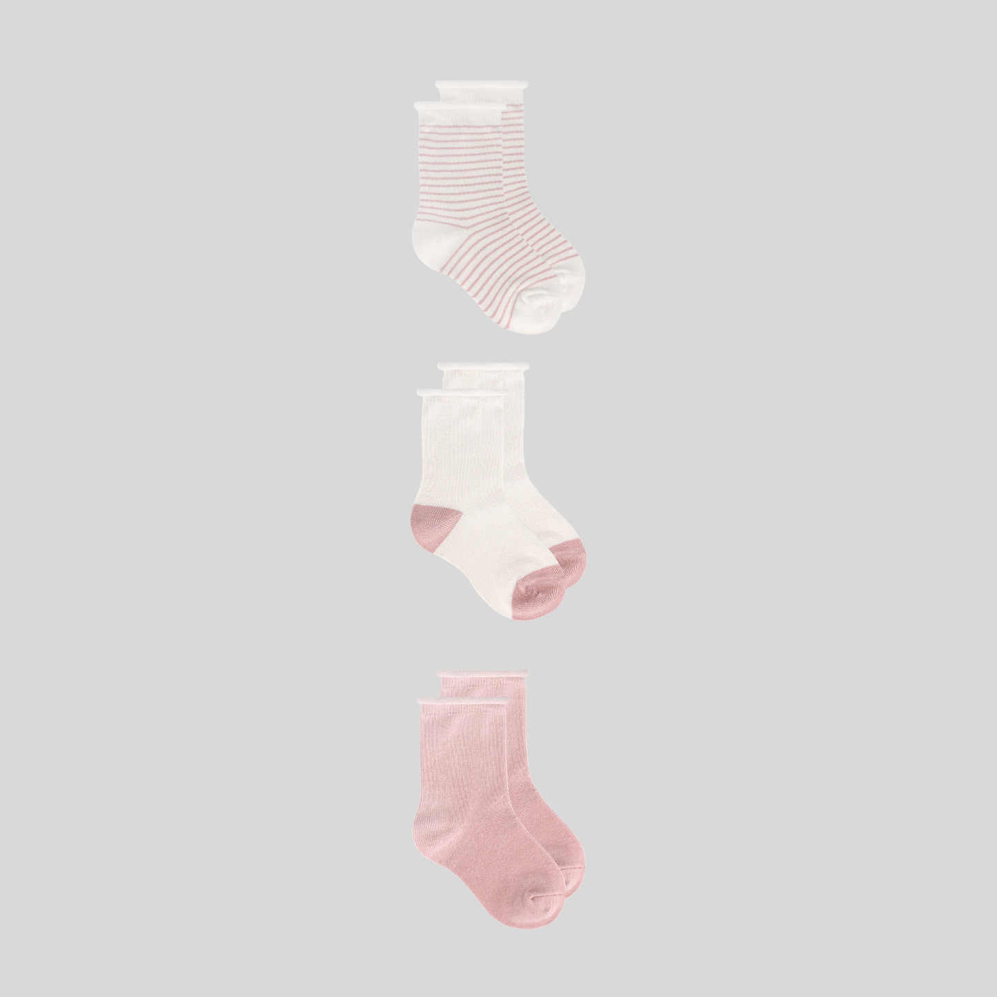 Organic Cotton Toddler 3 Pack Socks / Sugarplum