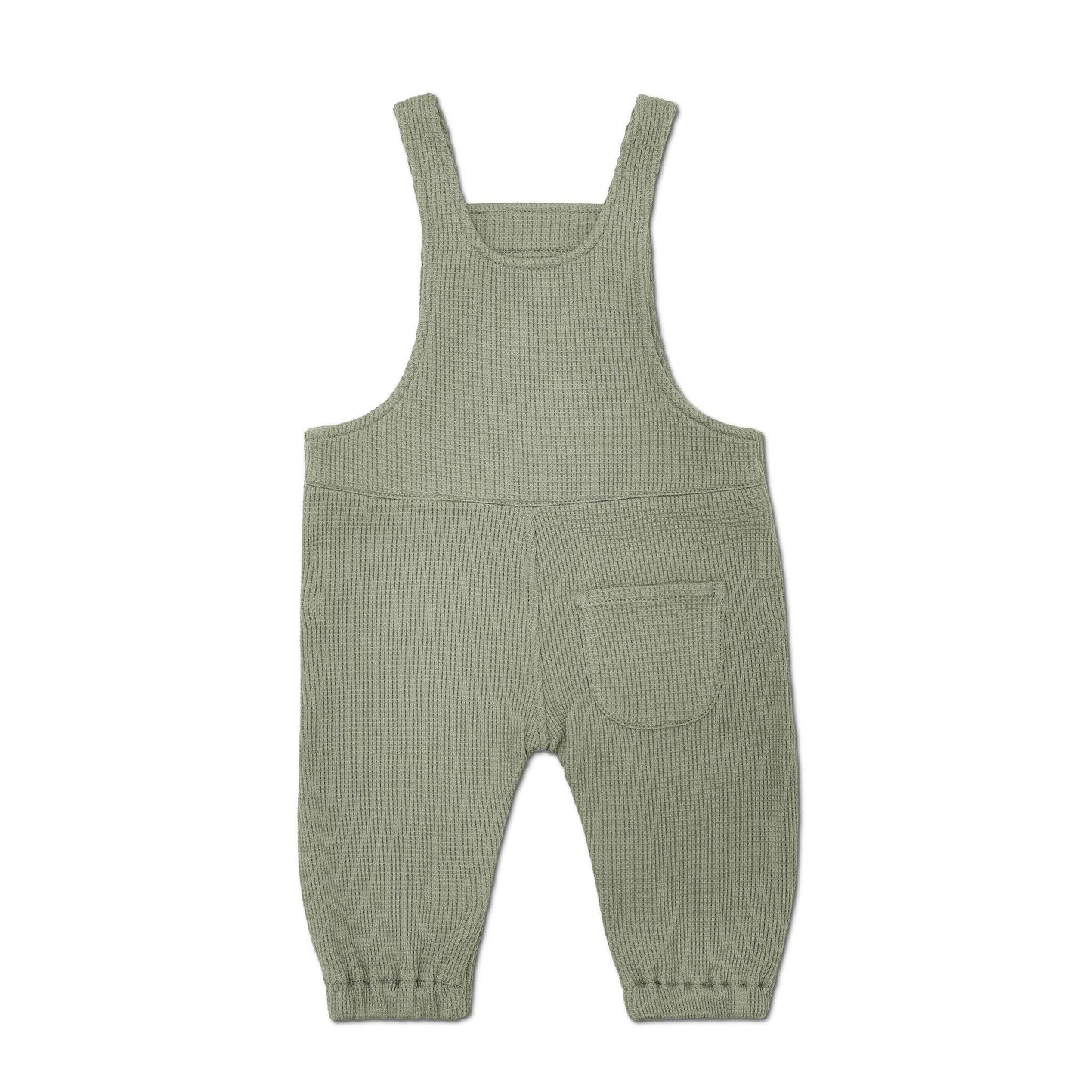 Organic Cotton Waffle Overalls / Sage