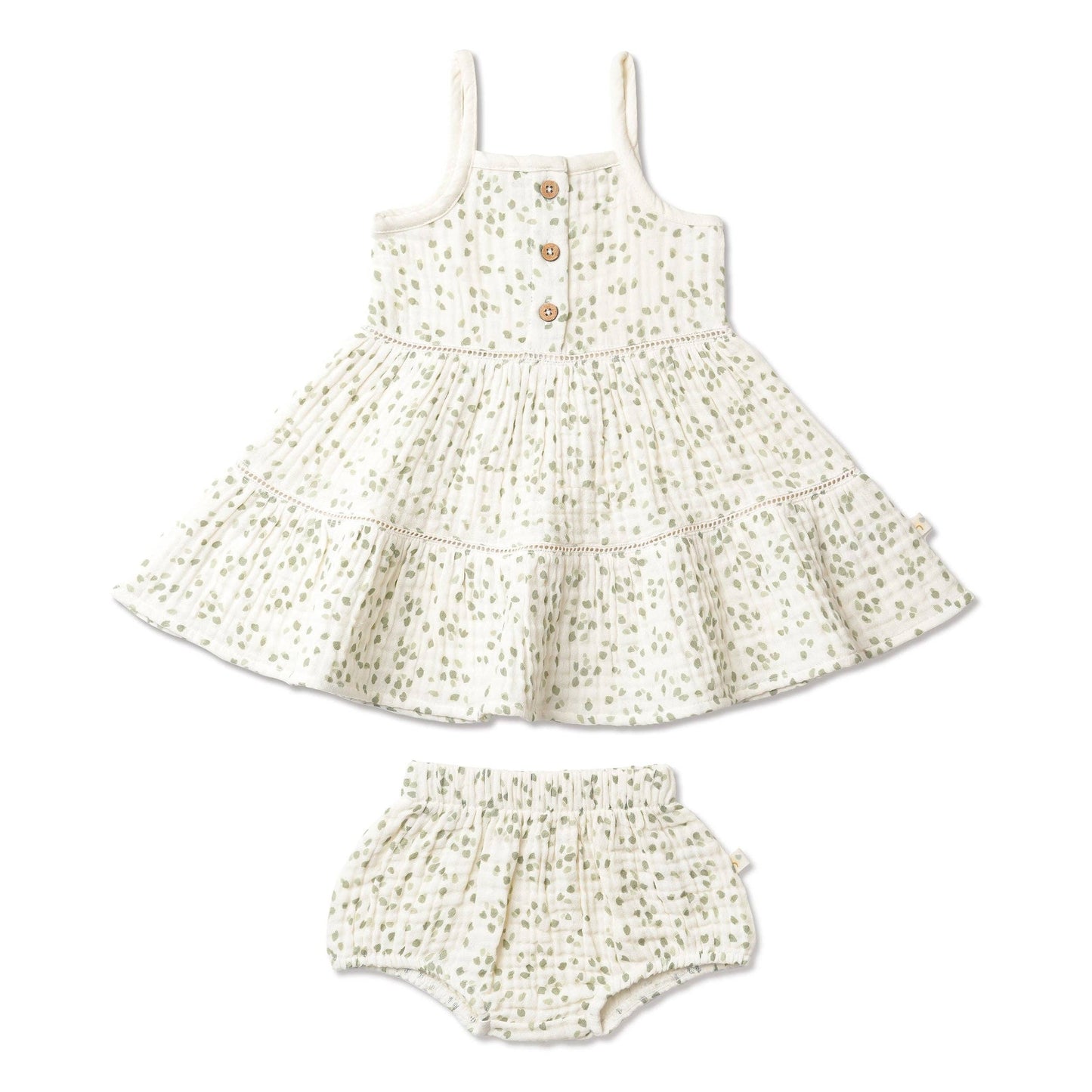 Organic Buttoned Tiered Dress / Petals