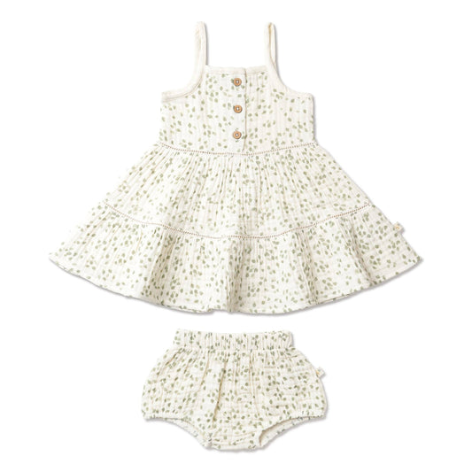 Organic Buttoned Tiered Dress / Petals