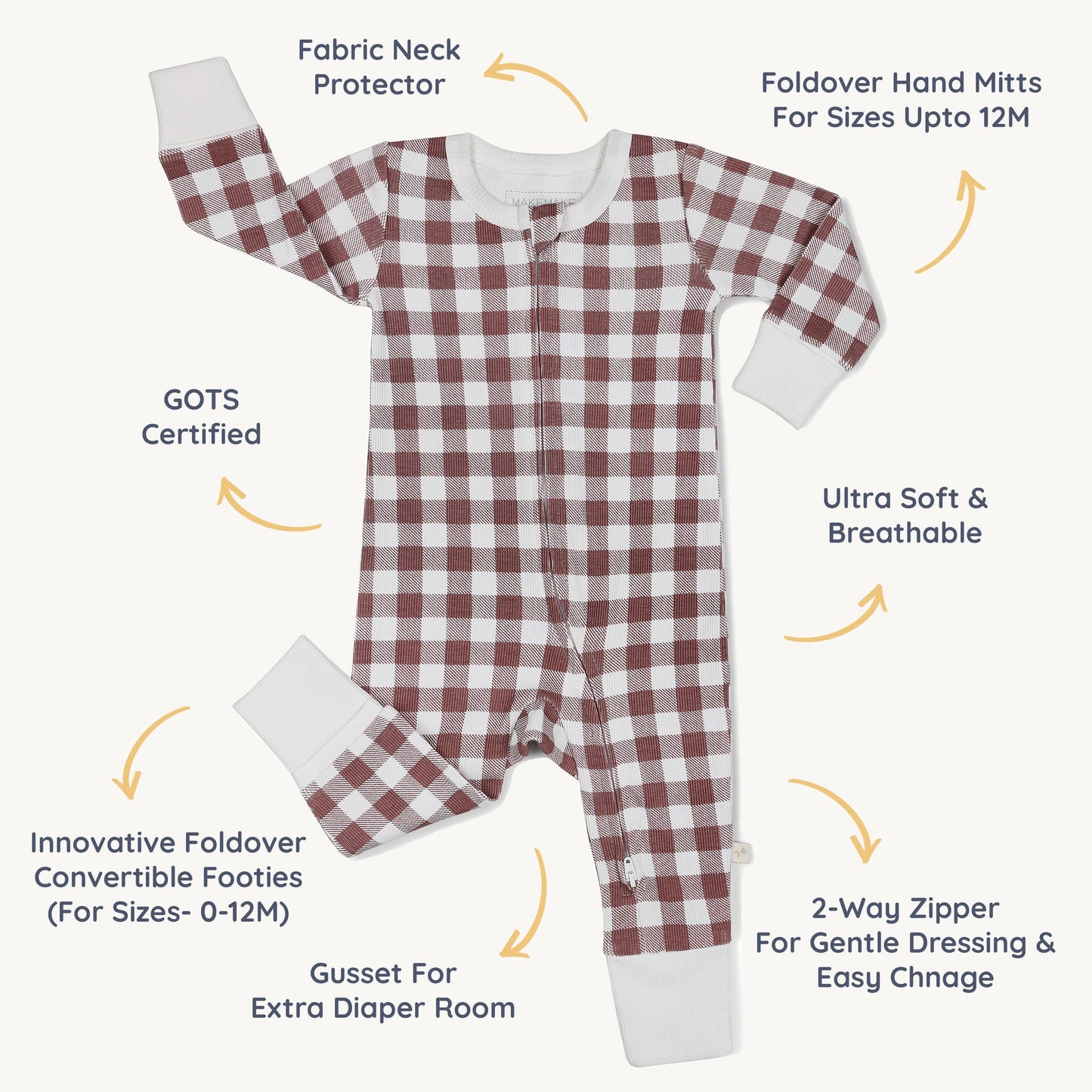 2-Way Zip Romper / Gingham