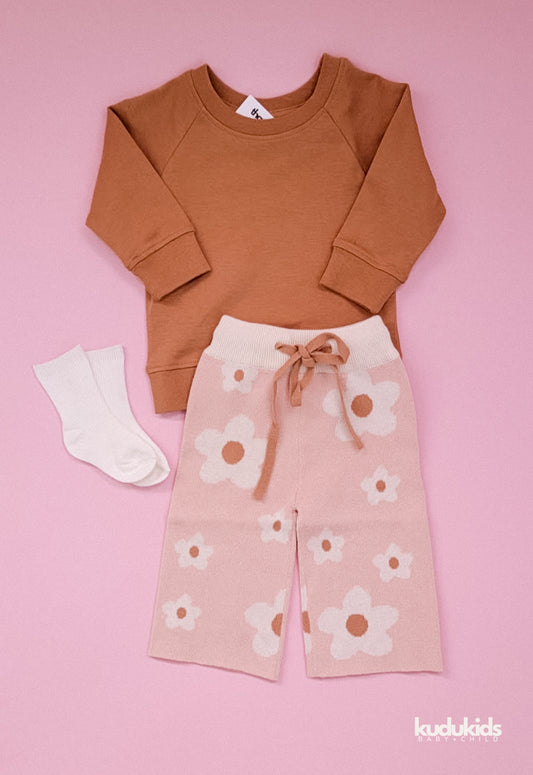 Organic Cotton Daisy Flares / Peach