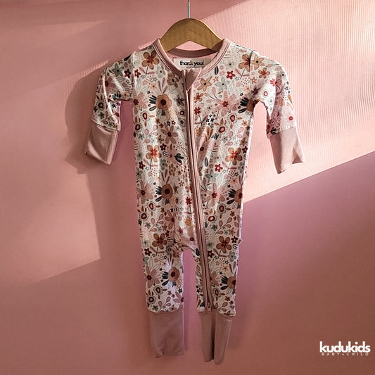 Bamboo 2-way Zip Pajamas / Blossom