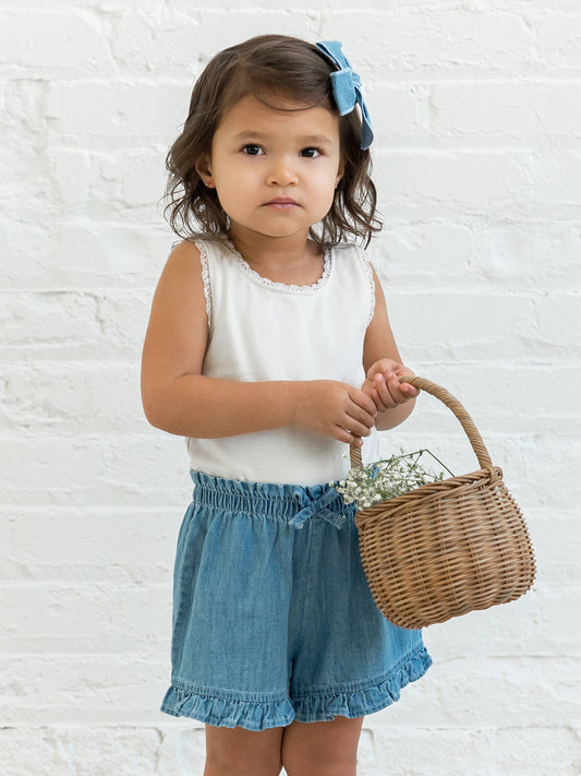 Organic Cotton Ruffle Waist Shorts
