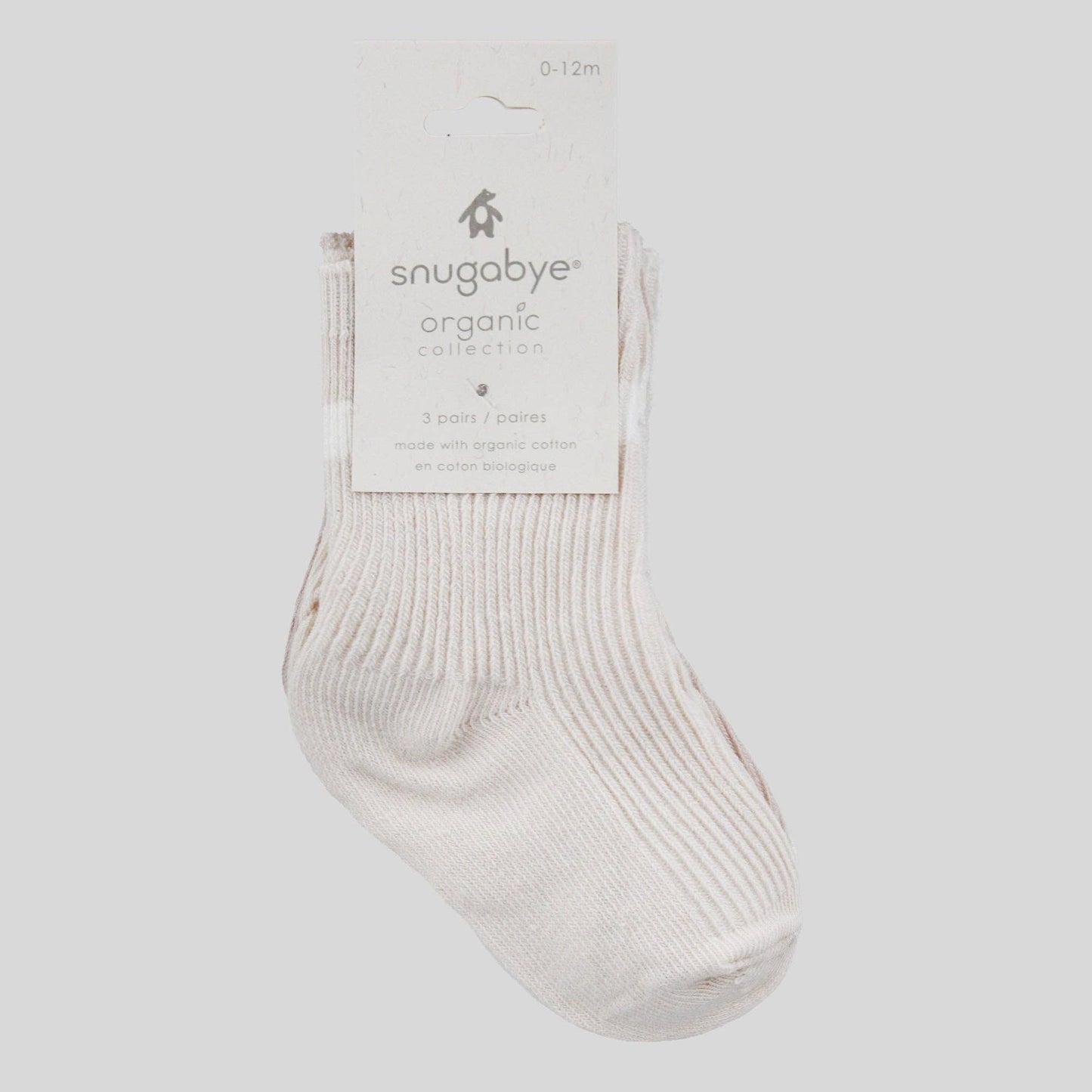 Organic Cotton Baby / 3 Pack Socks / Eggnog