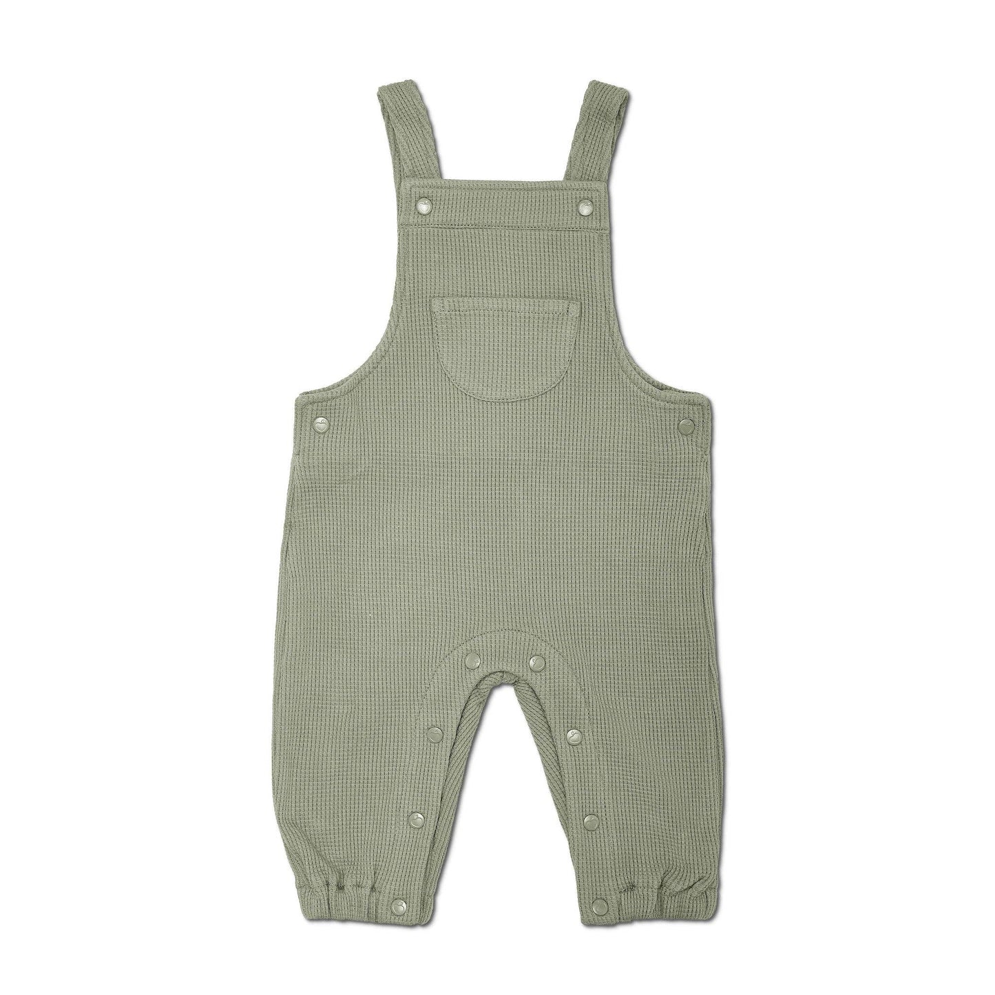 Organic Cotton Waffle Overalls / Sage