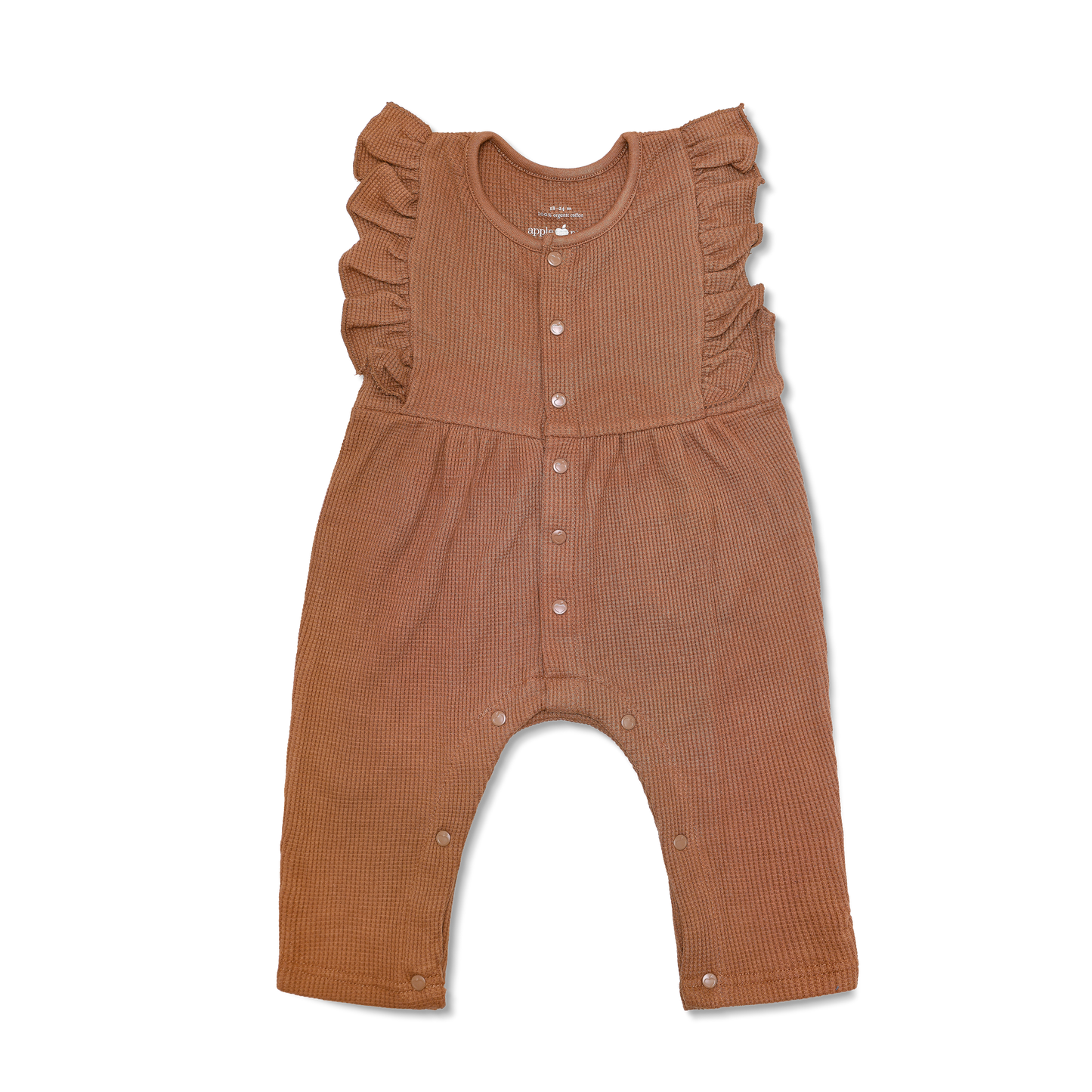 Organic Cotton Waffle Ruffle Coverall / Caramel