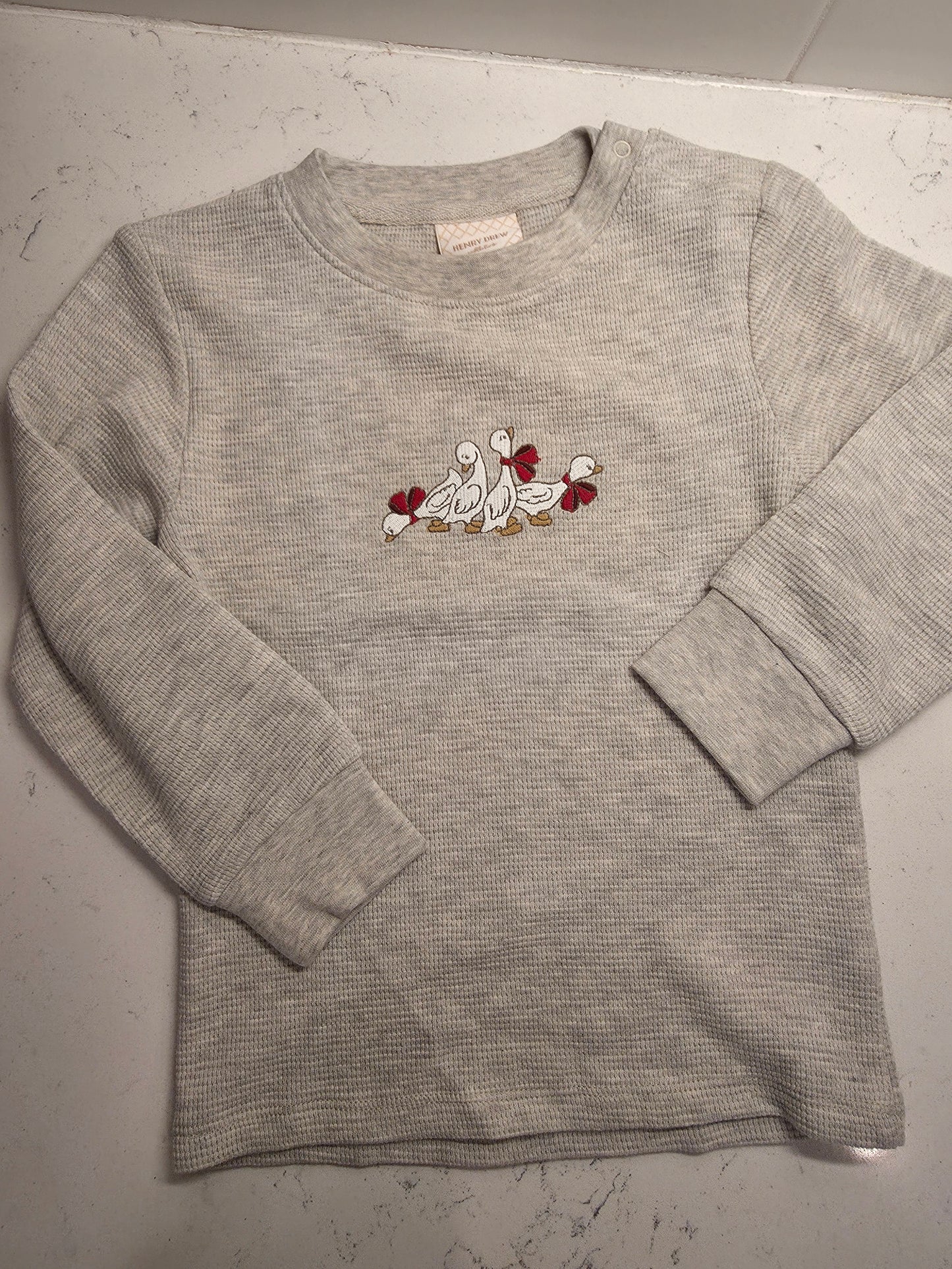Waffle Knit Long Sleeve / Holiday Goose