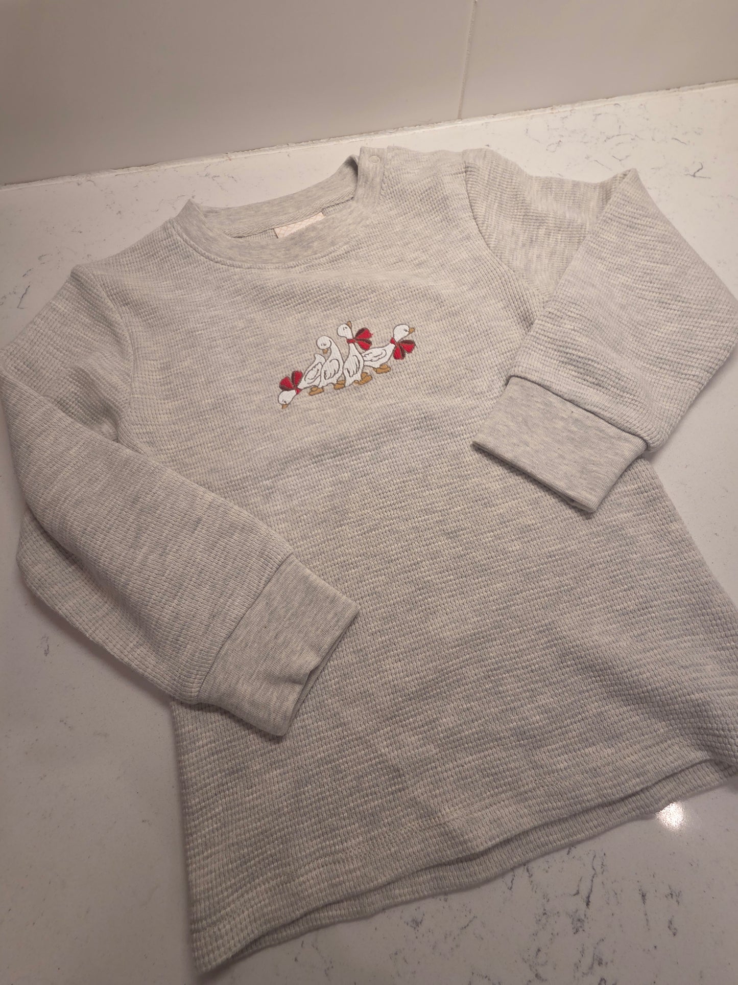 Waffle Knit Long Sleeve / Holiday Goose