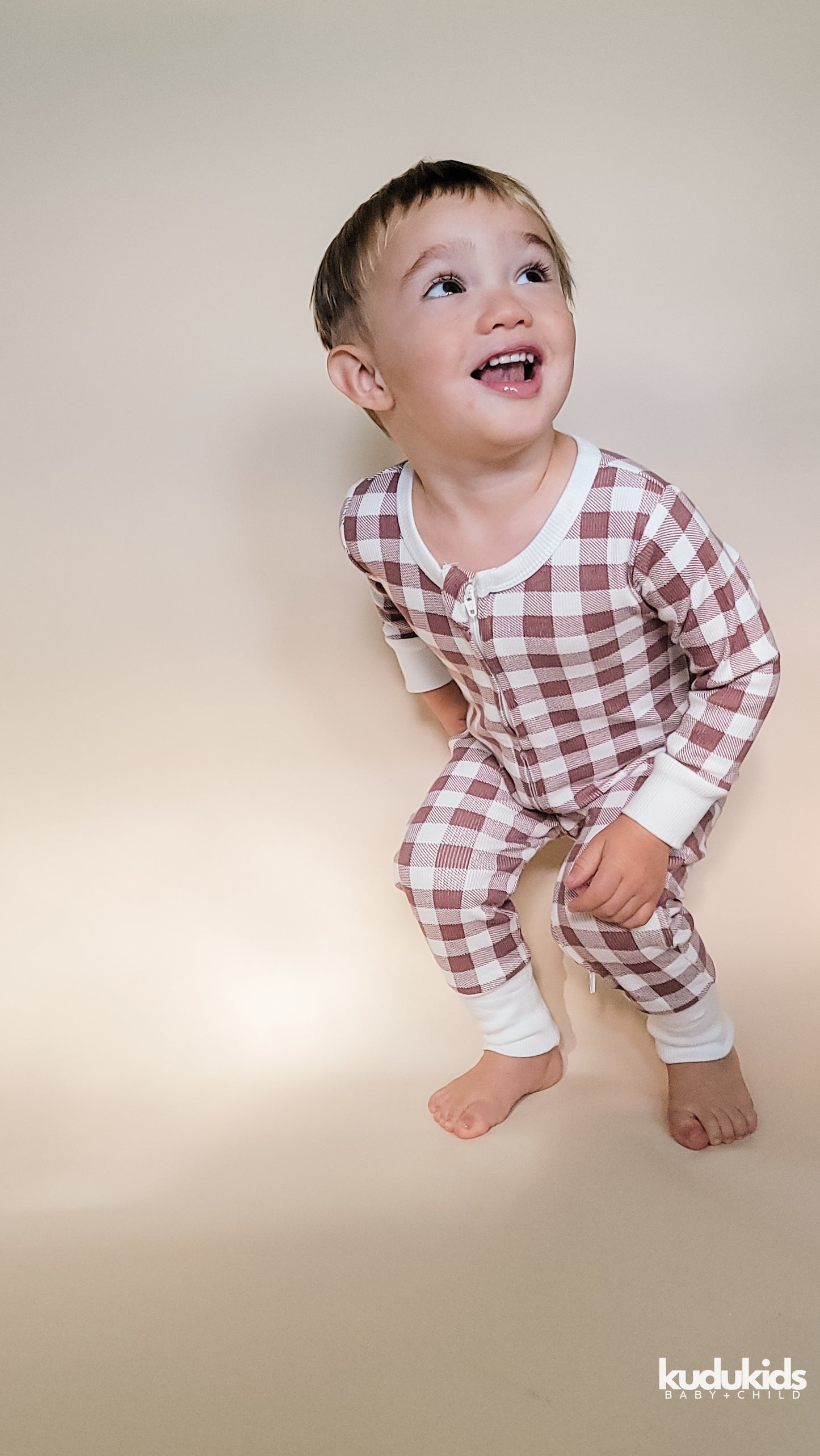 2-Way Zip Romper / Gingham