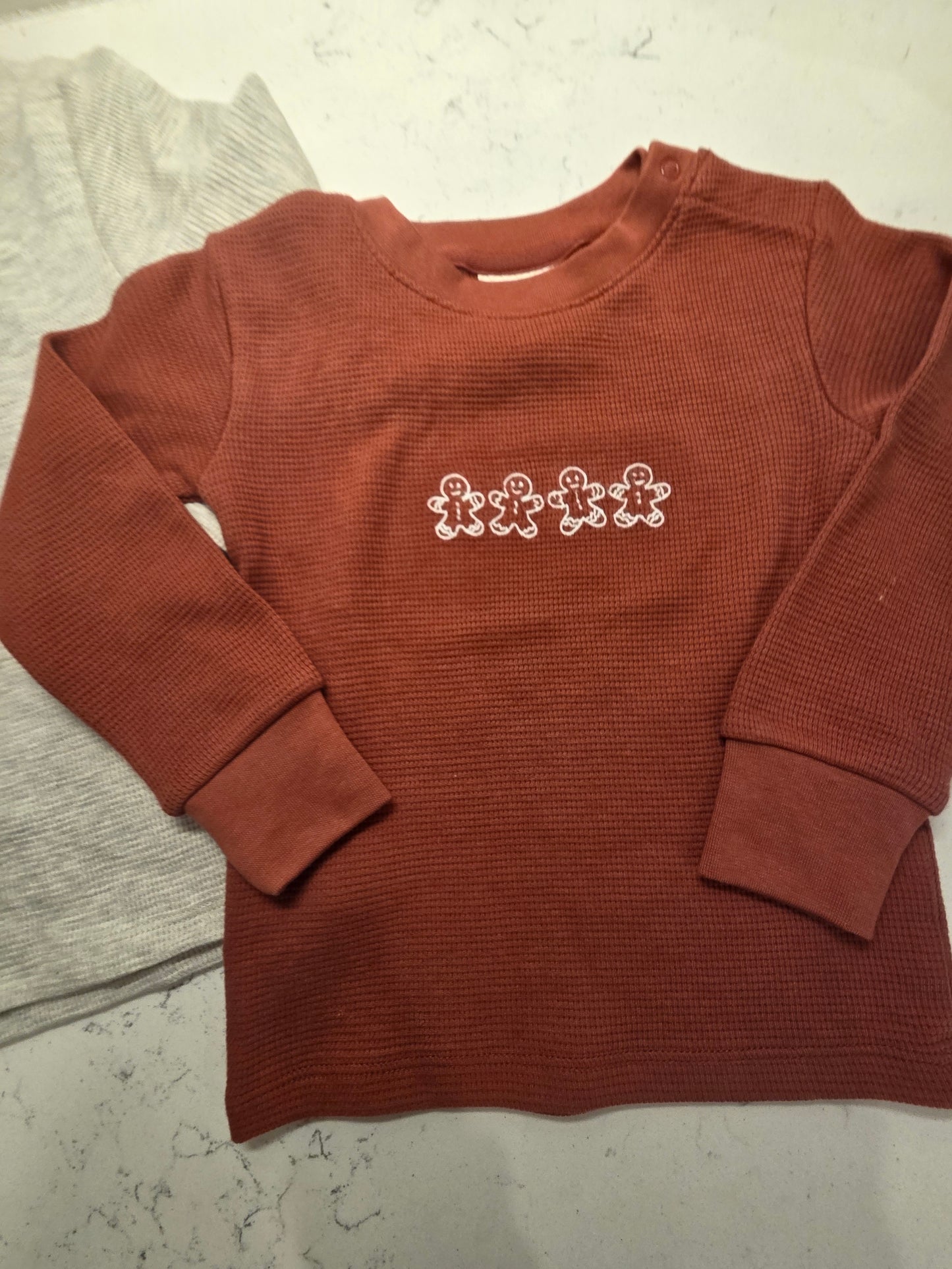 Waffle Knit Long Sleeve / Gingerbread Men