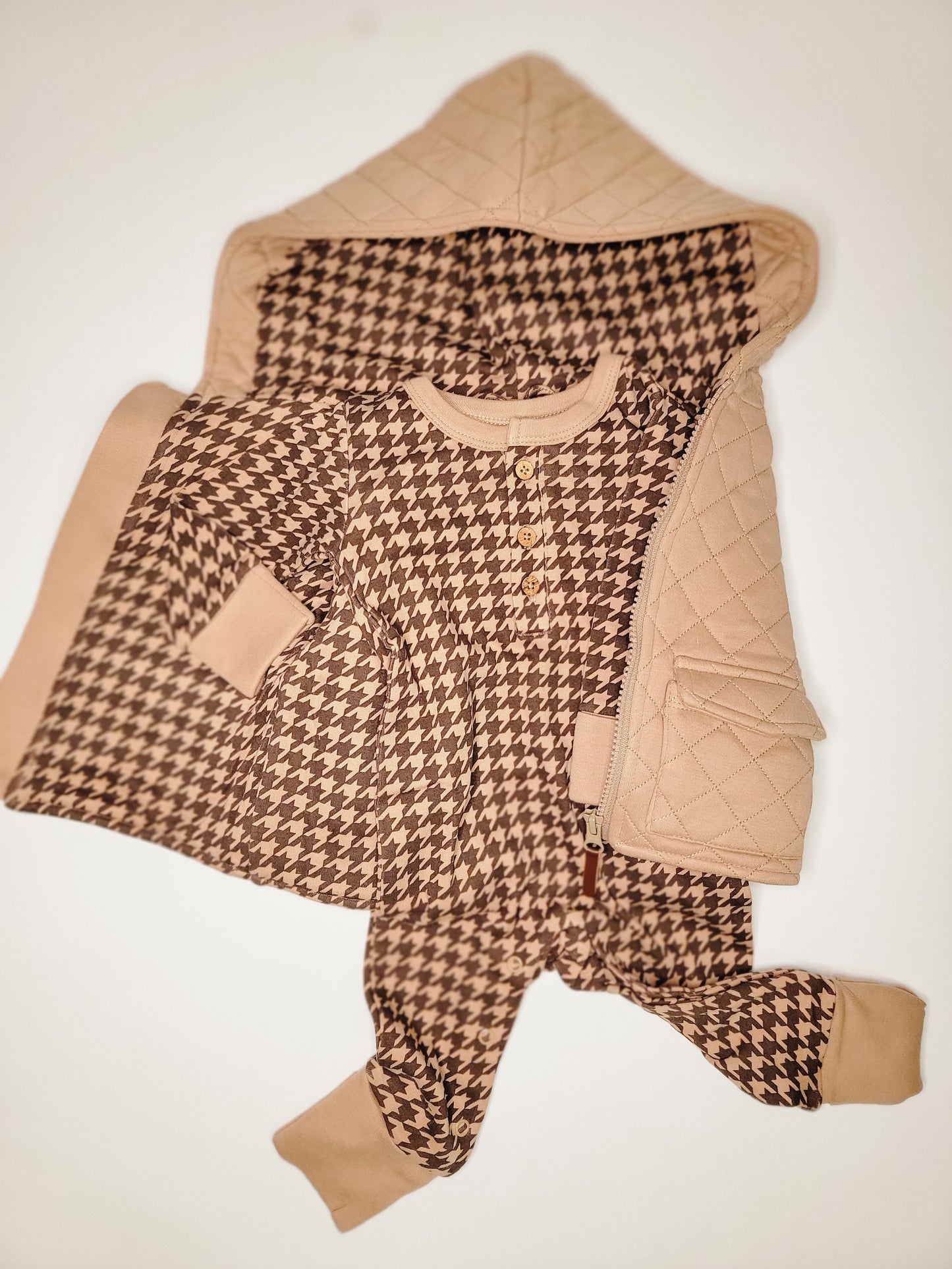 Button Romper / Houndstooth