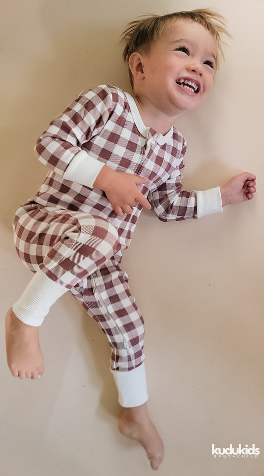 2-Way Zip Romper / Gingham